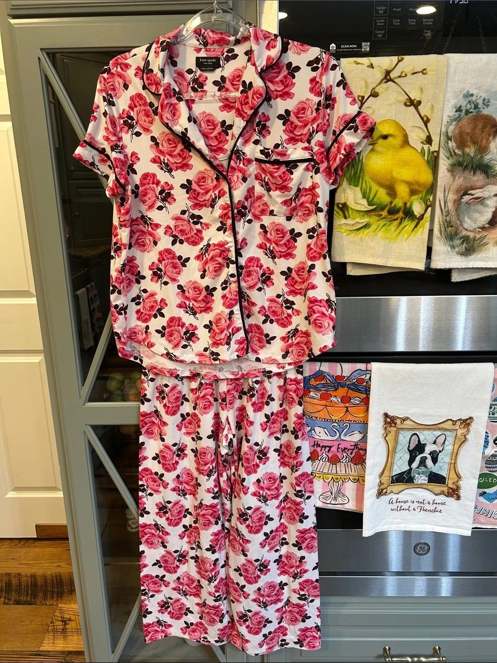 kate spade Pink Floral Roses Short-Sleeve Pajama Set Small